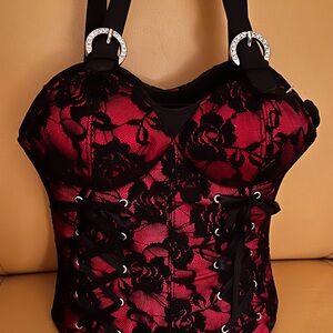 Bustier/Corset style purse-9” Handlers-Satin/Lace material-Sexy and flirty-Rare